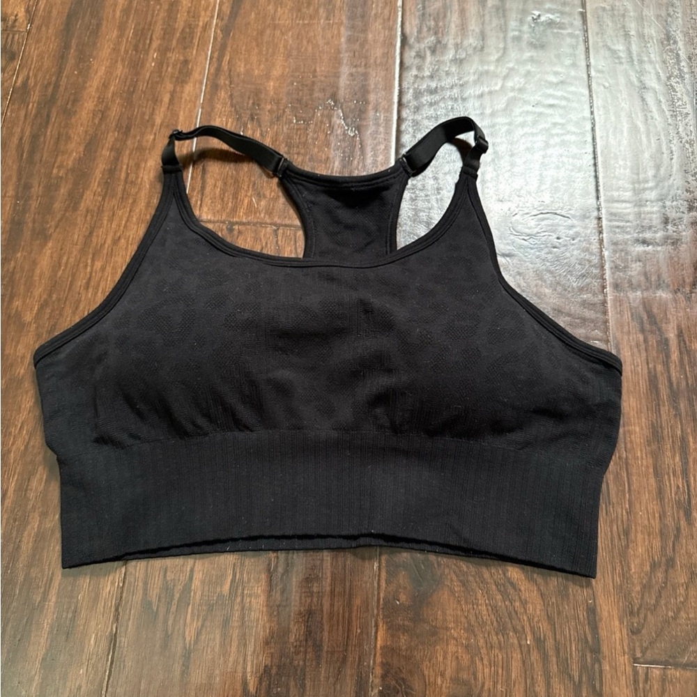 Black Sports Bra leopard print